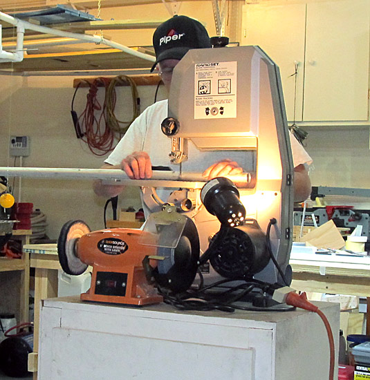 Cutting Torque Tube To Bellcrank Pushrods With Bandsaw