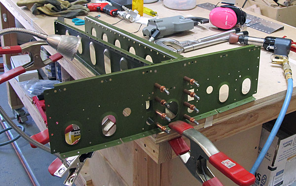 Riveting Bellcrank Ribs To Aft Fuselage Bulkhead