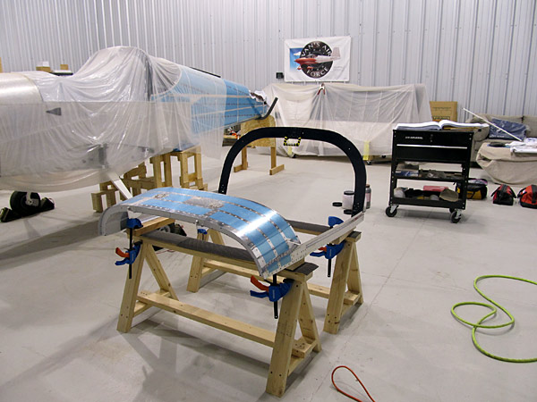 Riveting Aft Canopy Frame To Canopy Assembly
