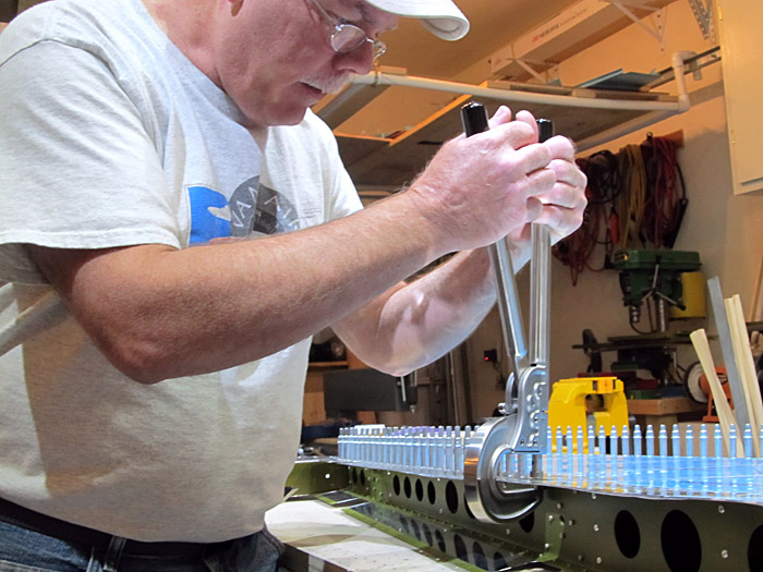 Rudder Skins Riveted to Spar